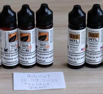 Seven sealed 60ml bottles Element e-liquid 12mg nic. Haselnut/555. MTL DREAM