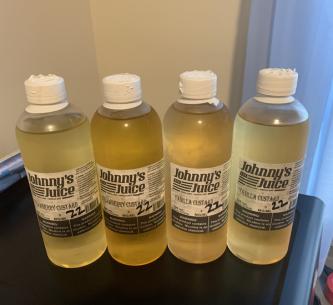 Johnny's Juice 4 500ML 3MG Bottles SEALED (Vanilla Custard & Strawberry Custard)